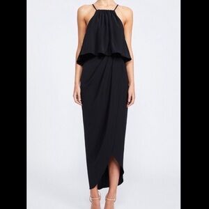 Shona Joy Core High Neck Frill Dress Black 2 US W1